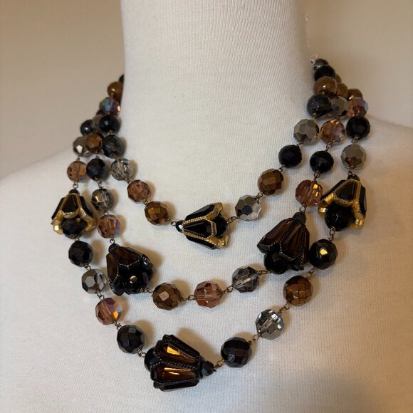 Vintage De Mario Multi Strand Crystal Bead Necklace - Picture 1 of 4